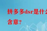 拼多多dsr是什么含意？