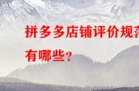 拼多多店鋪評價規范有哪些？