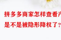 拼多多商家怎樣查看產品是不是被隱形降權了？