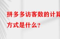 拼多多訪客數的計算方式是什么？